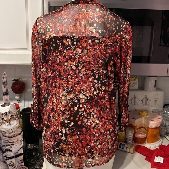 B womens Ava & Grace lined casual 3/4 sleeve floral top XLP - Picture 2 of 3
